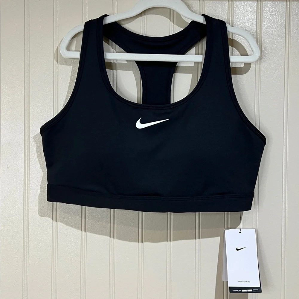 Nike Black Swoosh Racerback Training Sports Bra size large